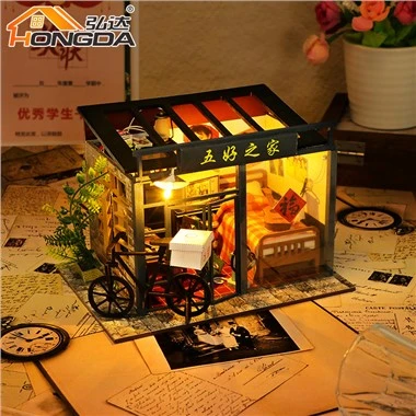 Fàcil de muntar casa de nines bricolatge en miniatura d'estil xinès dels anys 90