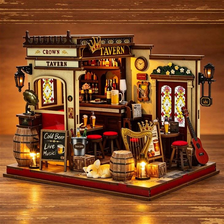 Tavern-themed Diy Wooden Dollhouse high quality