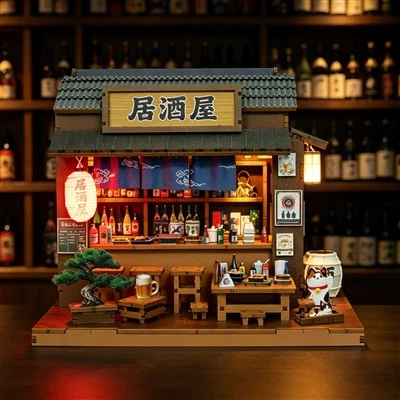 Casa de nines en miniatura de fusta d'estil japonès-